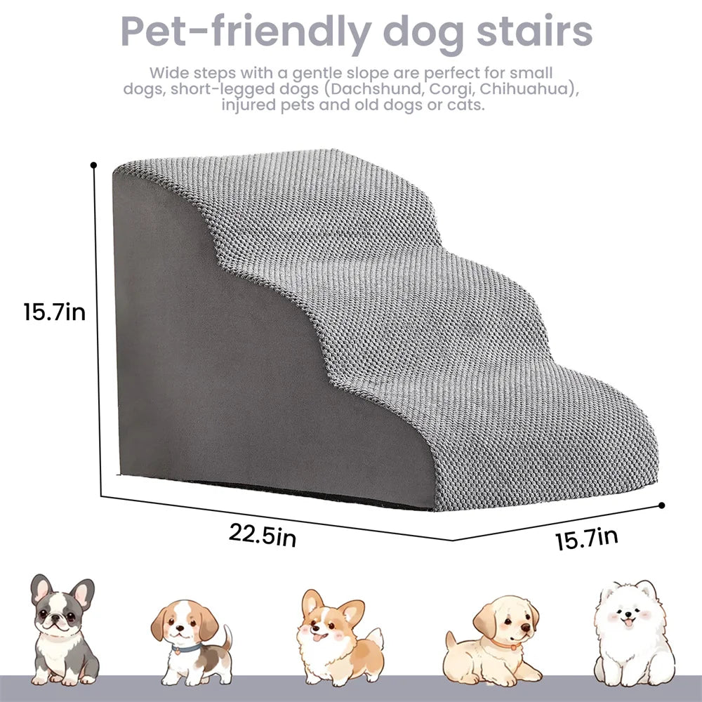 Pet Stairs 3 Steps - Anti-Slip Ramp for Small Dogs & Cats