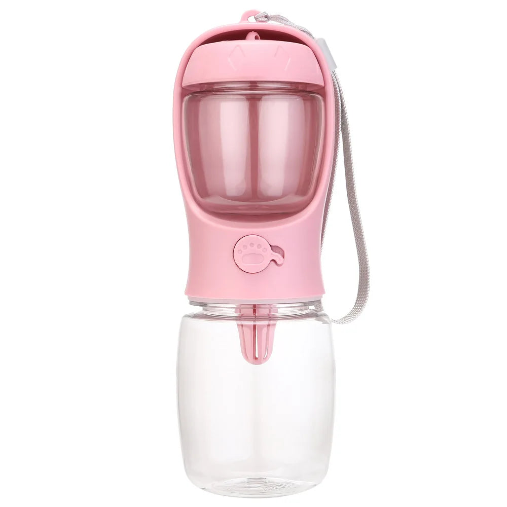 Pet Water Bottle - Portable with Food Dispenser