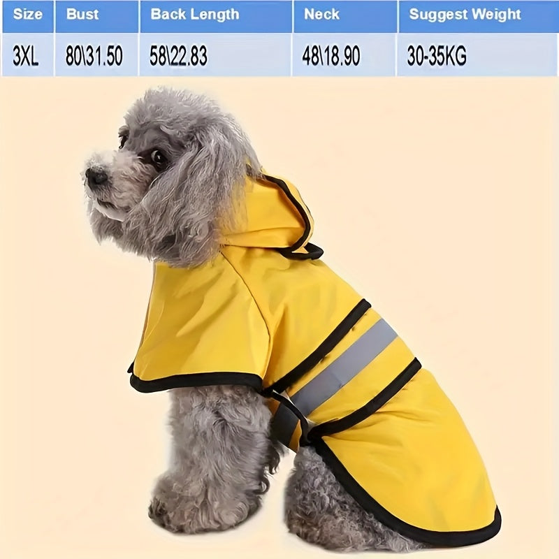 Reflective Waterproof Dog Raincoat - Adjustable Lightweight Rain Jacket