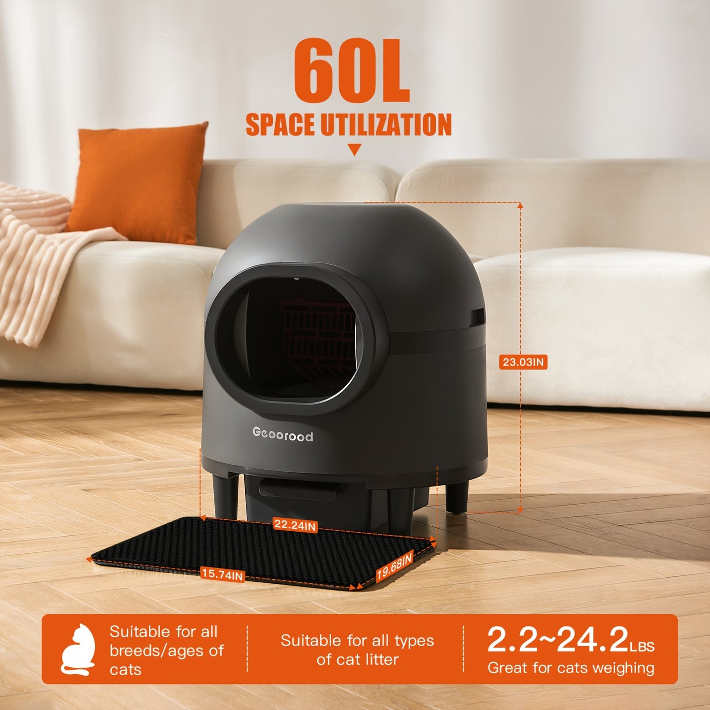 Smart Self-Cleaning Cat Litter Box - Large Electric