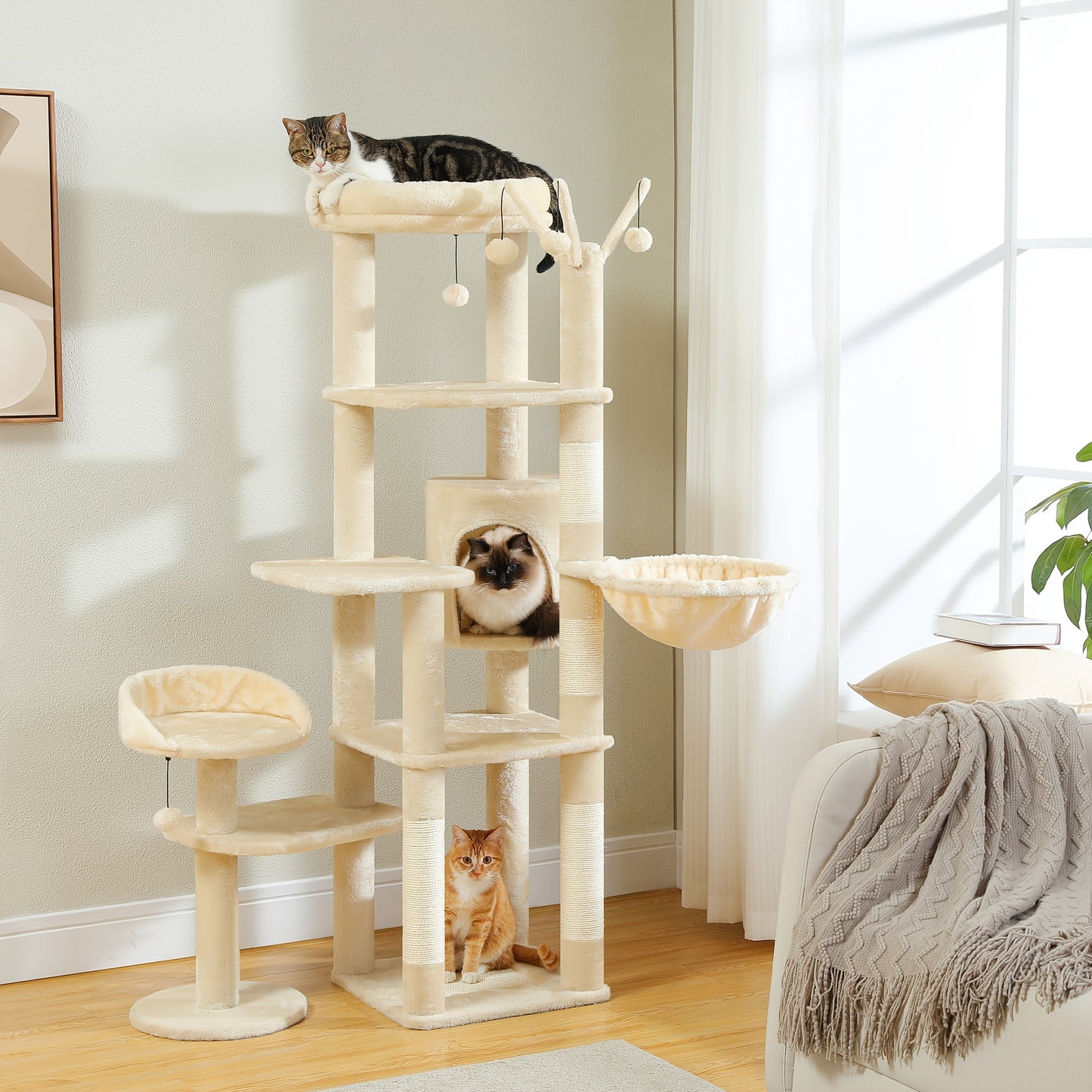 59" Cactus Cat Tree - Multi-Level Tower for Large Cats