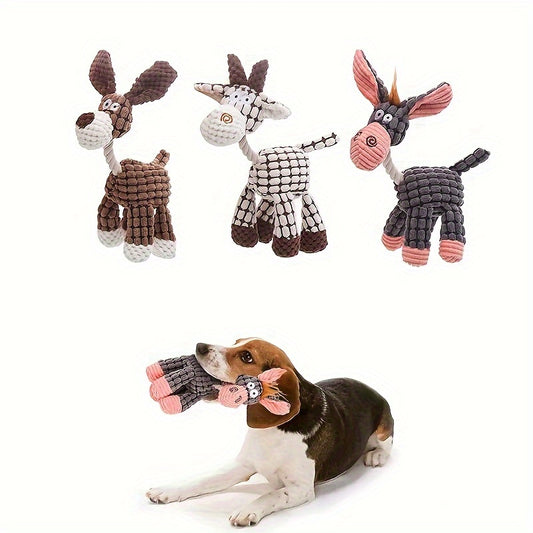Plush donkey shaped pet dog toy soft squeaky chew toy
