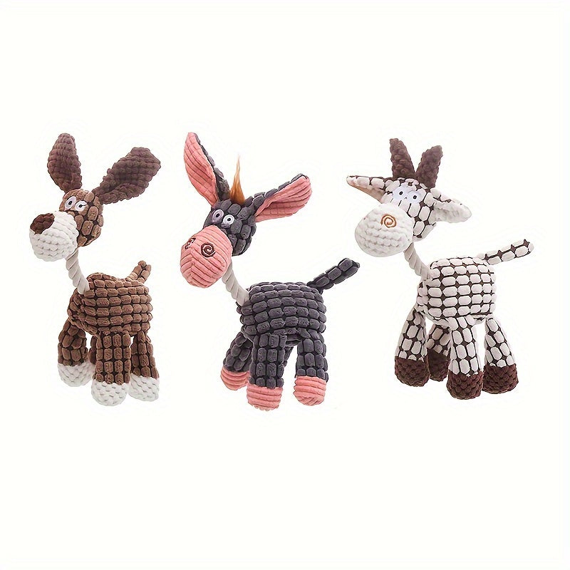 Plush Donkey Shaped Pet Dog Toy, Bite-Resistant and Grinding Teeth, Plush Toy with BB Sound