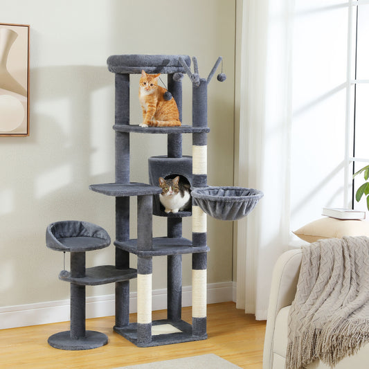 59 inch cactus cat tree multi-level tower for large cats with scratching posts
