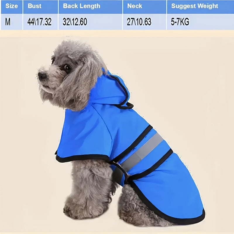 Reflective Waterproof Dog Raincoat - Adjustable Lightweight Rain Jacket