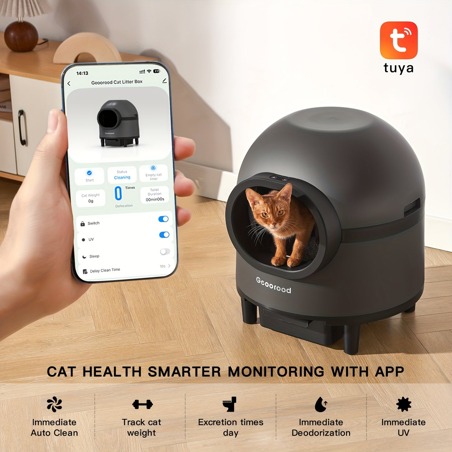 Smart Self-Cleaning Cat Litter Box - Large Electric