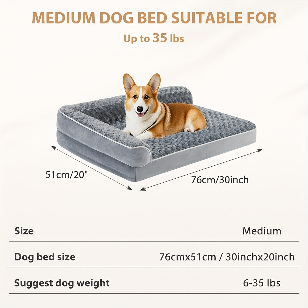 Beagle resting on large double-sided dog sleeping pad with grey cushion