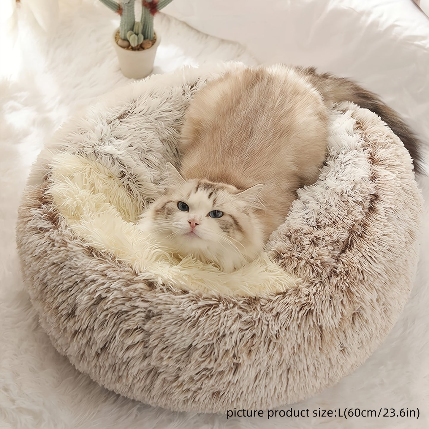 Plush Round Hooded Pet Bed - Warm for Cats & Dogs