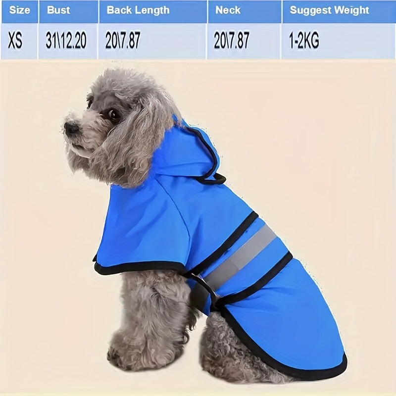 Reflective Waterproof Dog Raincoat - Adjustable Lightweight Rain Jacket