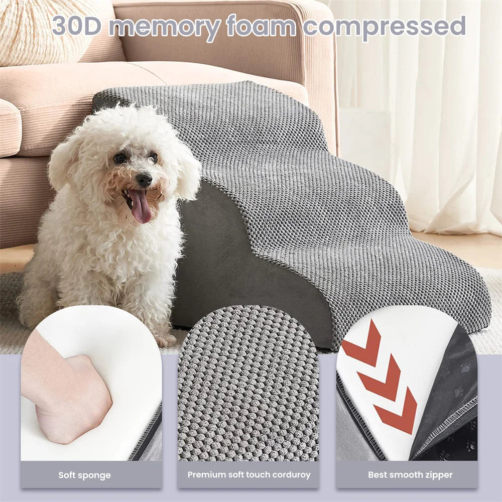 Pet Stairs 3 Steps - Anti-Slip Ramp for Small Dogs & Cats