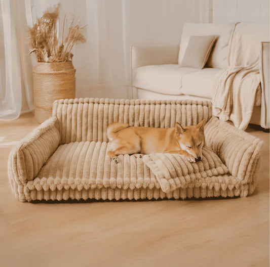 Pet Bed - Striped Velvet Plush House