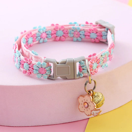 Cat Collar with Bell - Cartoon Footprint Adjustable Safety Collar