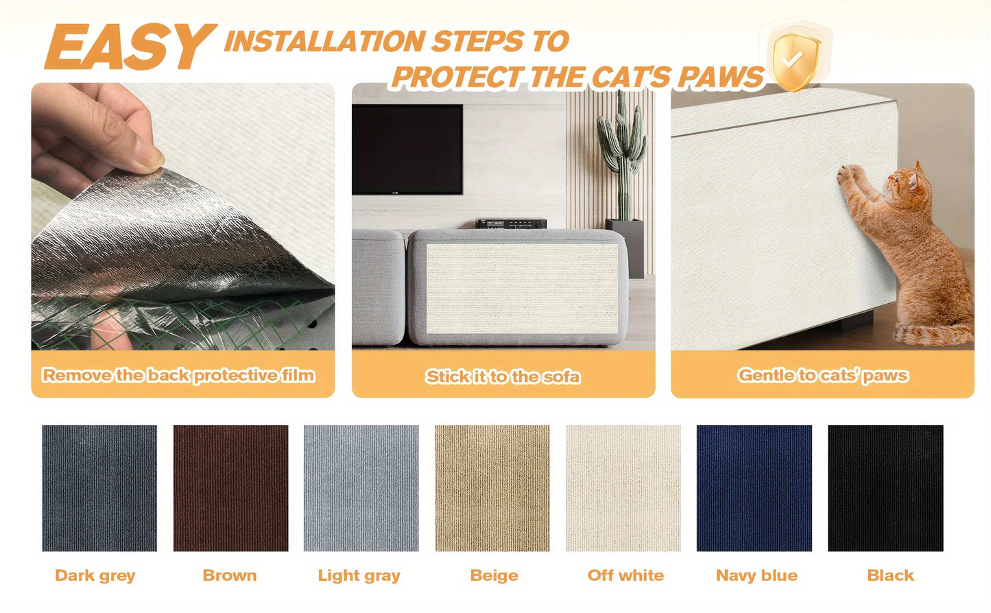 Trimmable Cat Scratching Mat - Self-Adhesive Furniture Protector
