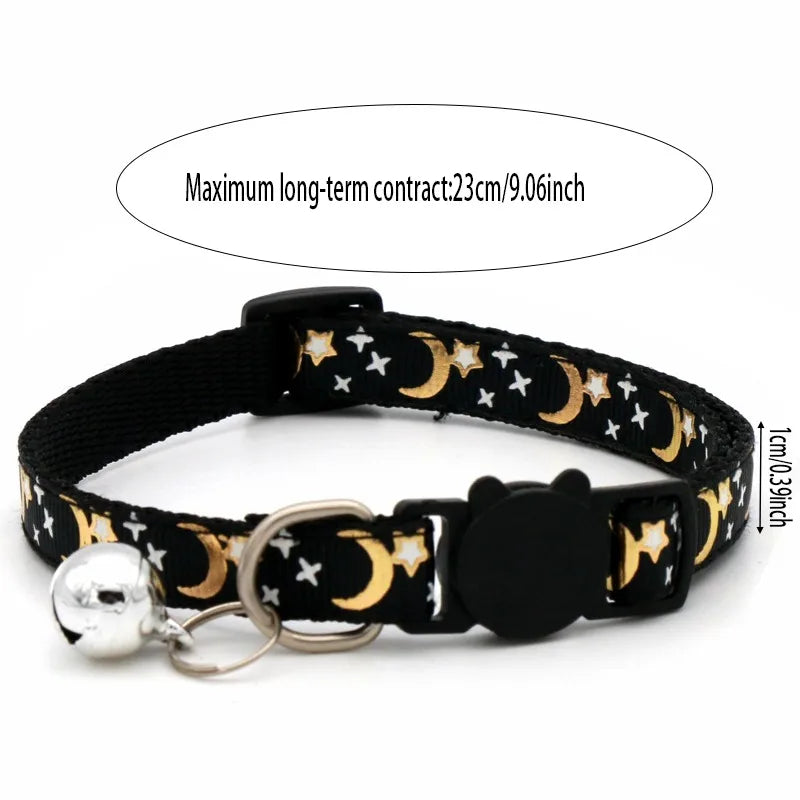 Cat Collar with Bell - Cartoon Footprint Adjustable Safety Collar
