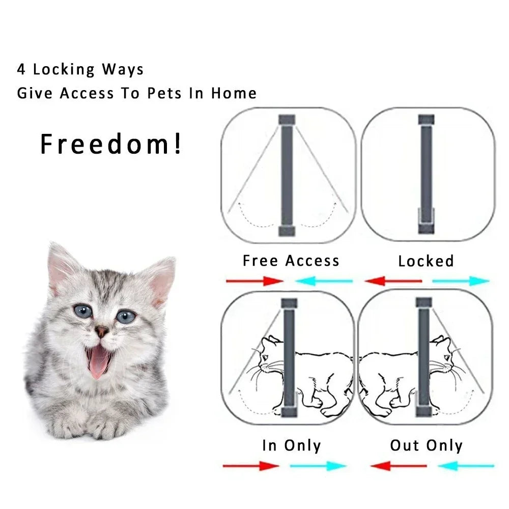 Pet Flap Door - 4-Way Security Lock Gate