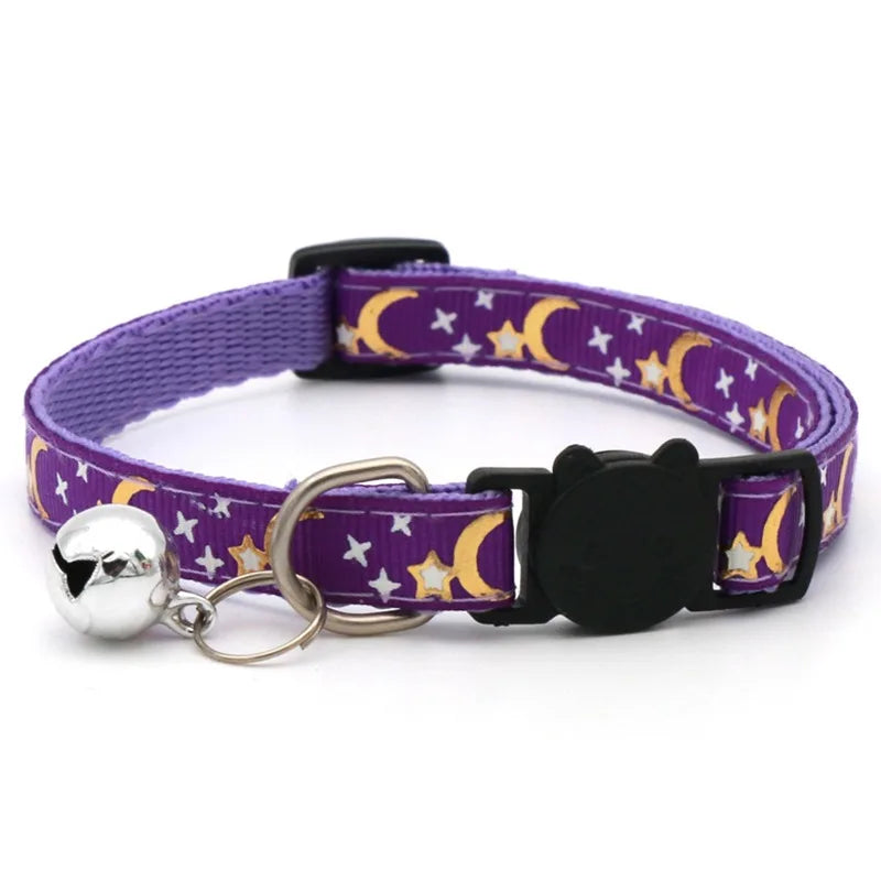 Cat Collar with Bell - Cartoon Footprint Adjustable Safety Collar