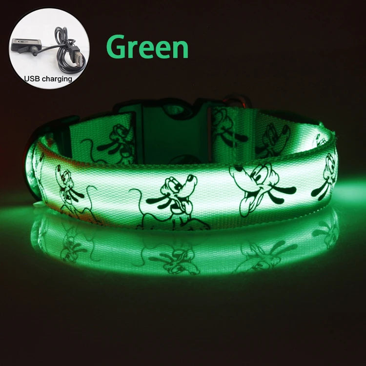 LED Dog Collar - USB Rechargeable Night Safety Light