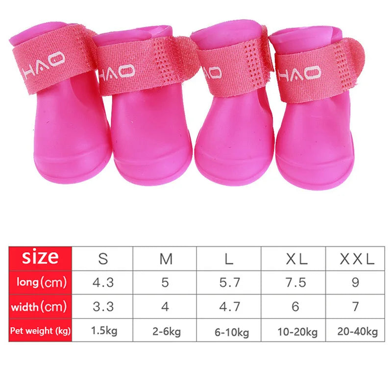 Waterproof Pet Rain Boots - 4-Pack Protective Paw Shoes