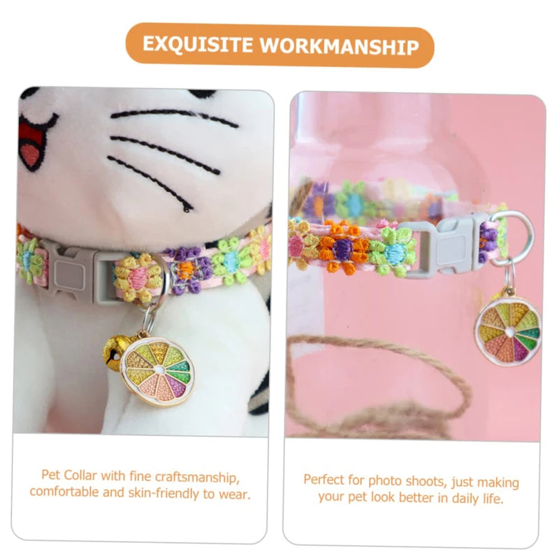 Cat Collar with Bell - Cartoon Footprint Adjustable Safety Collar