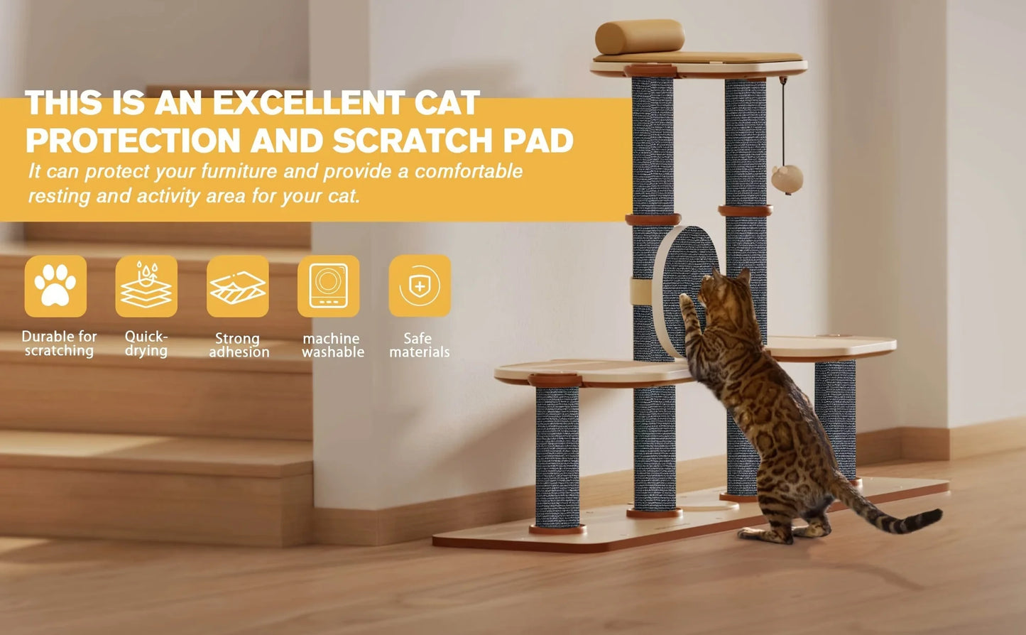 Trimmable Cat Scratching Mat - Self-Adhesive Furniture Protector