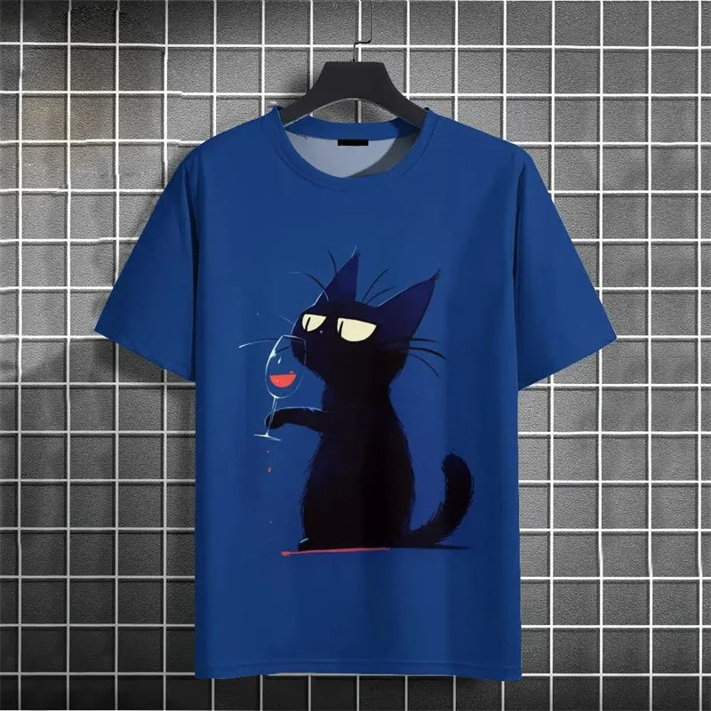3D Printed Cat T-Shirt for Men - Funny Animal Pattern Summer Tee