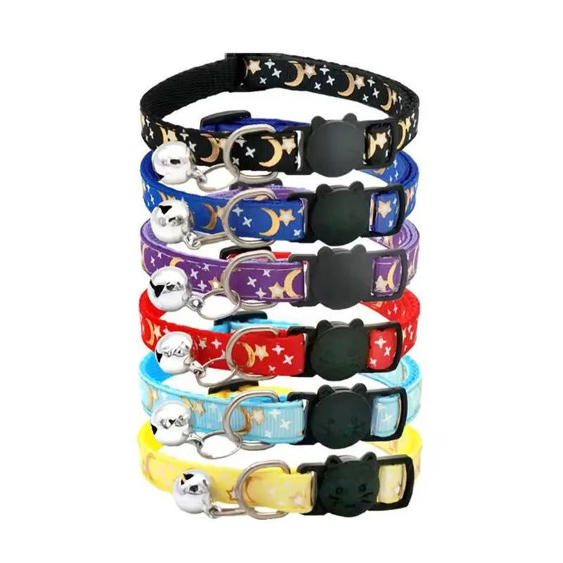 Cat Collar with Bell - Cartoon Footprint Adjustable Safety Collar