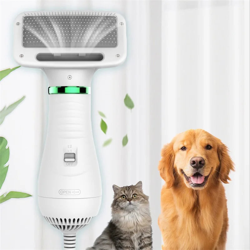Pet Hair Dryer 2 with Slicker Brush Grooming for Cat and Dog Brush Professional Home Grooming Furry Drying Portable Dog Blower