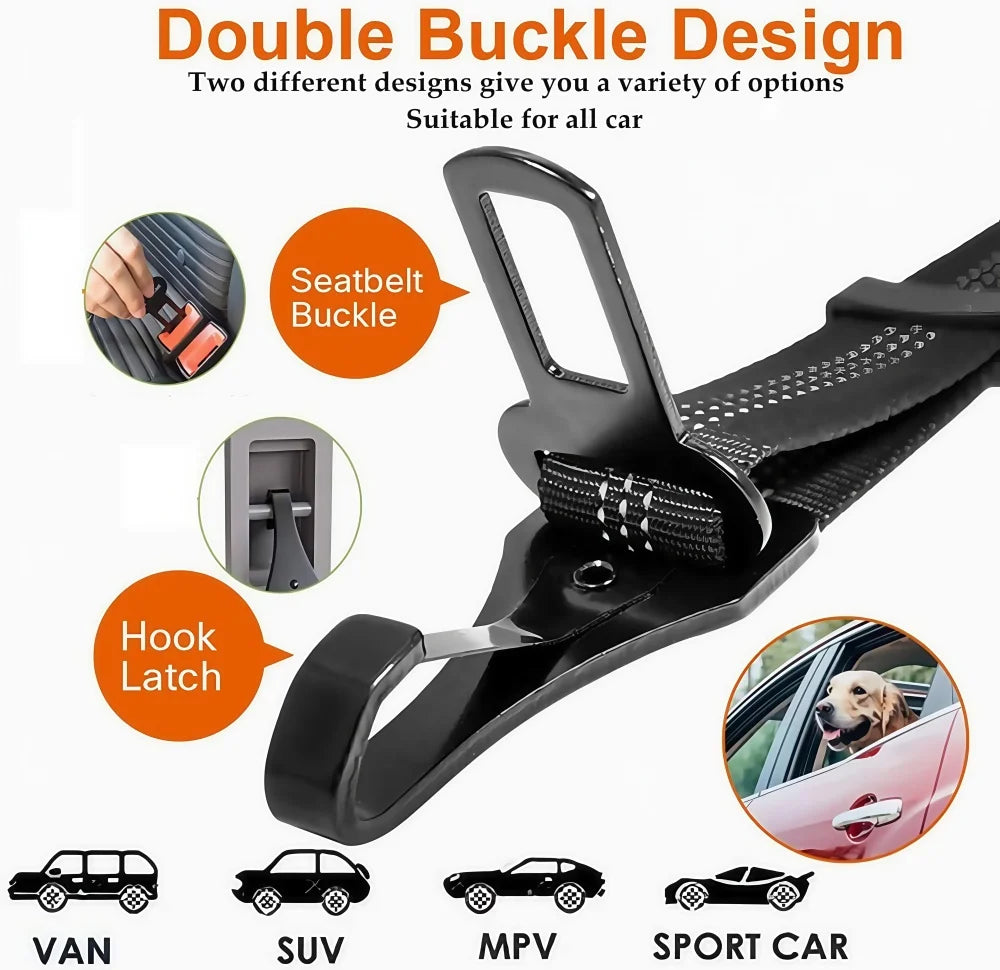 Dog Seatbelt - 3-in-1 Safety Tether with Carabiner