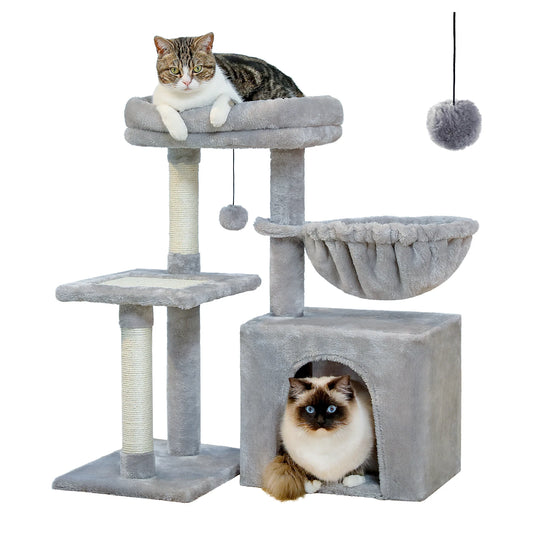 Cat tree tower for indoor cats multi-level activity center with scratching posts

