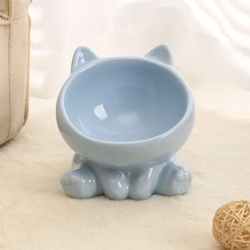 Ceramic Pet Bowl - Elevated Tilted Feeder