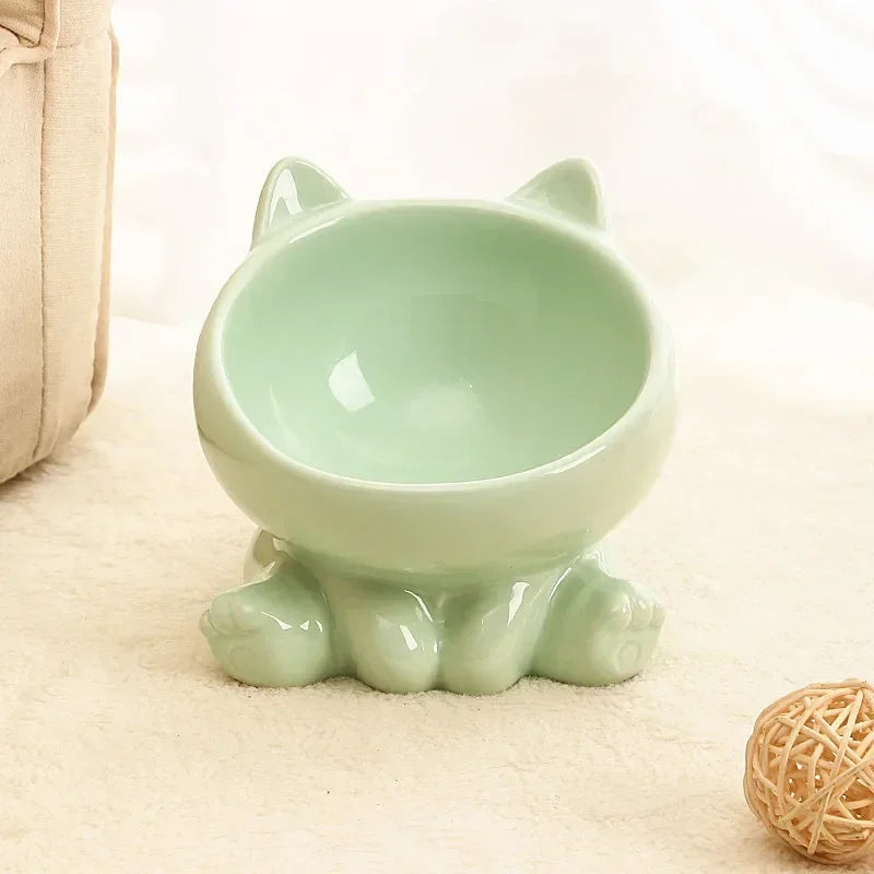 Ceramic Pet Bowl - Elevated Tilted Feeder