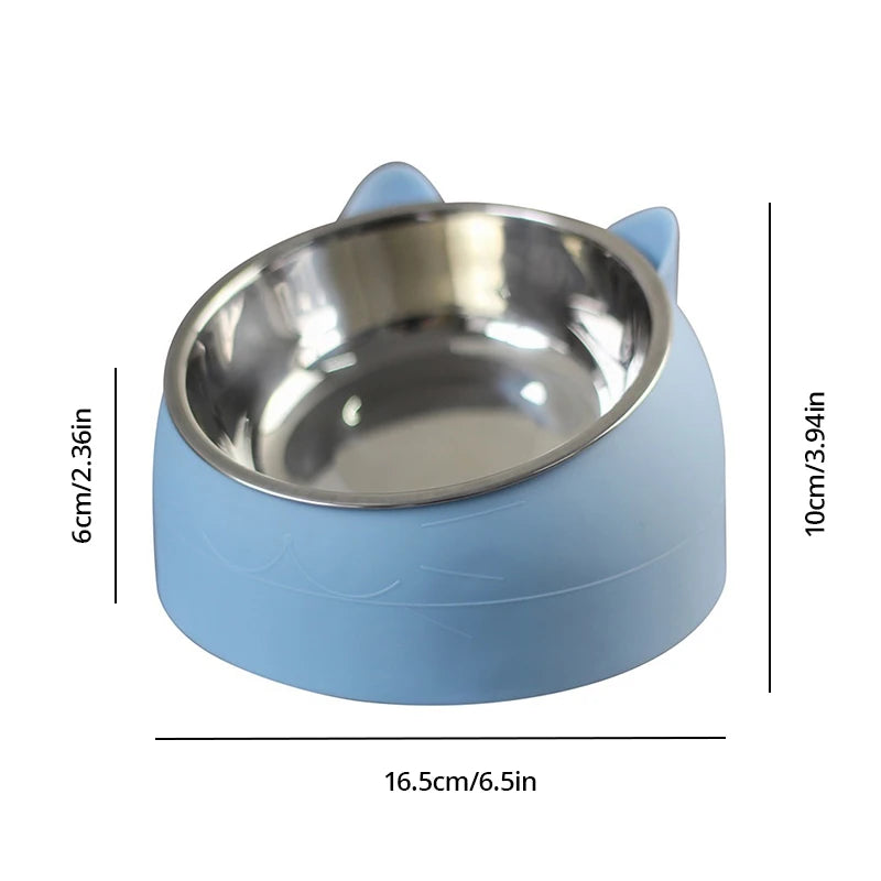 Cat Food Bowl - Stainless Steel Inclined Feeder