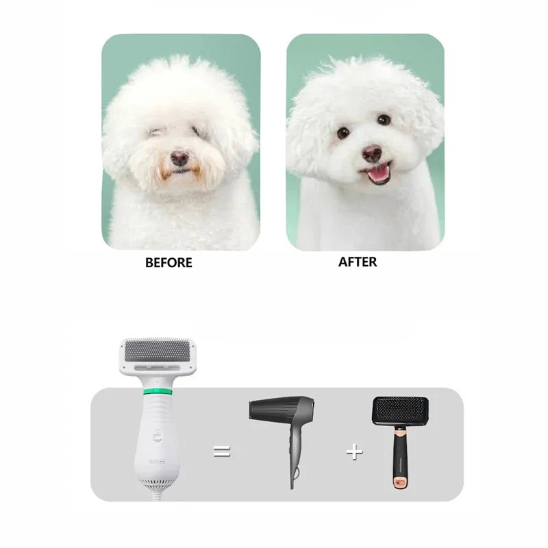 Pet Hair Dryer 2 with Slicker Brush Grooming for Cat and Dog Brush Professional Home Grooming Furry Drying Portable Dog Blower