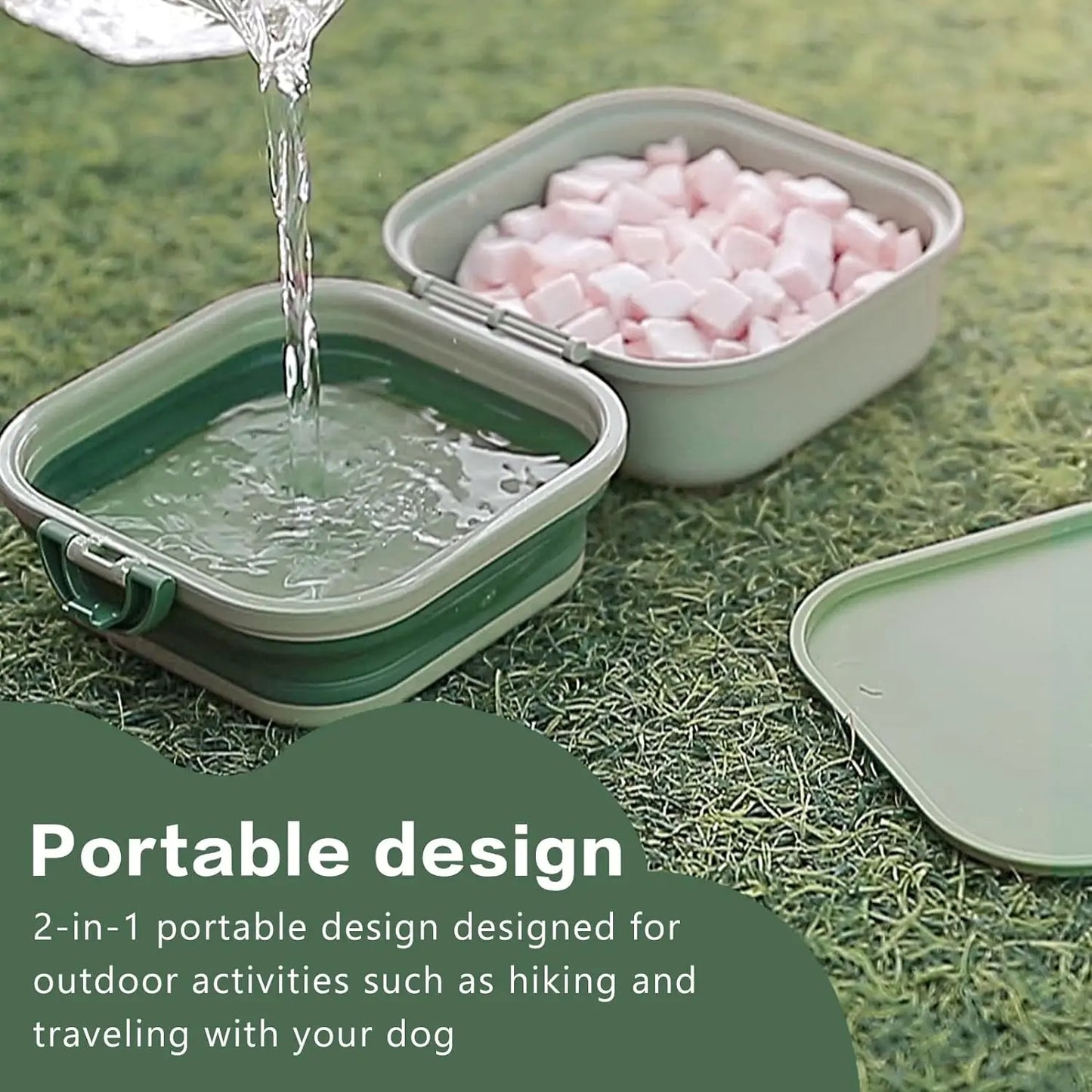 Collapsible Dog Water Bowl - Portable Travel Pet Feeder with Lid