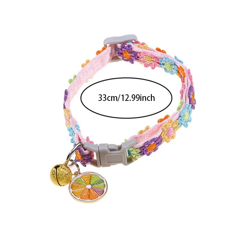Cat Collar with Bell - Cartoon Footprint Adjustable Safety Collar