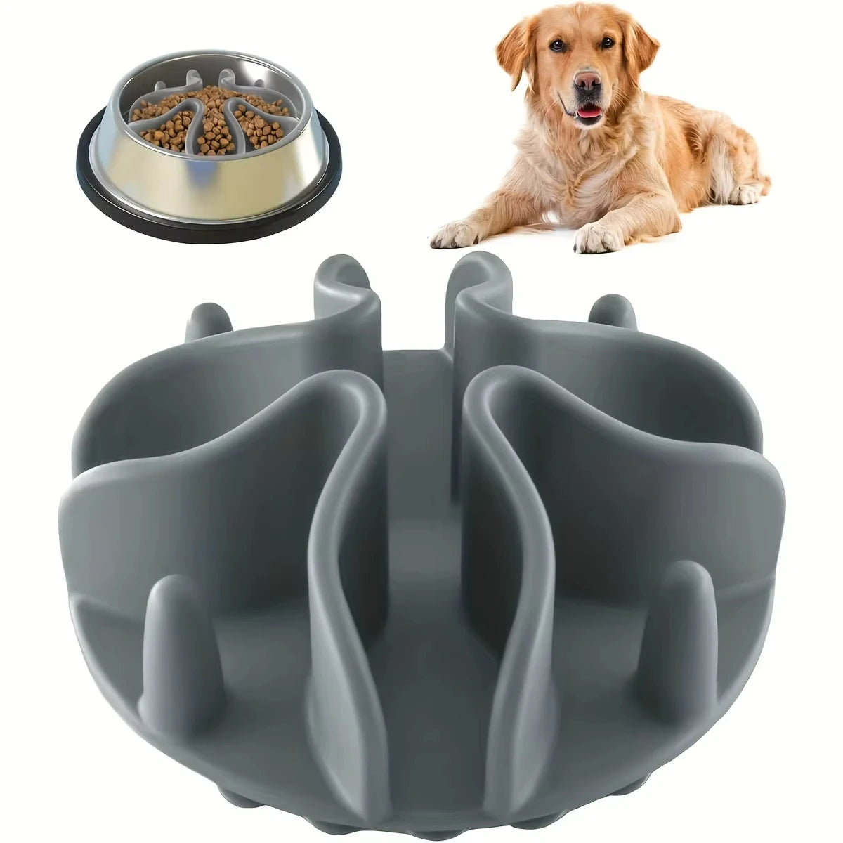 Silicone slow feeder dog bowl insert puzzle design
