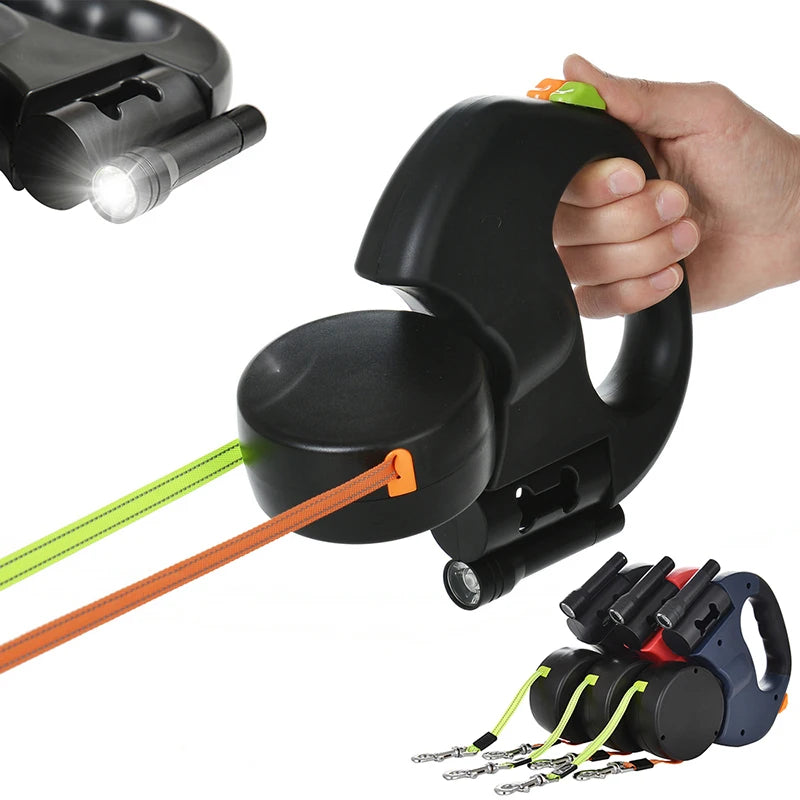 Retractable Dog Leash - Dual Pet Leash with Light