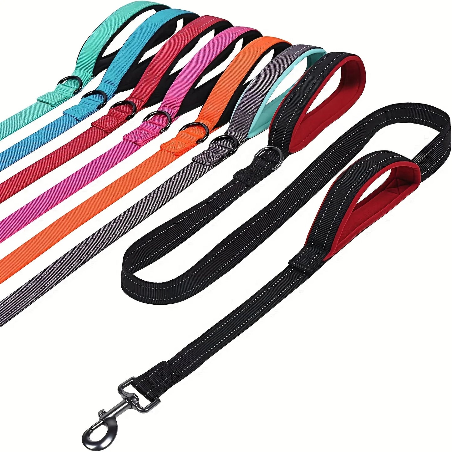 Double handle reflective dog leash heavy duty for large dogs
