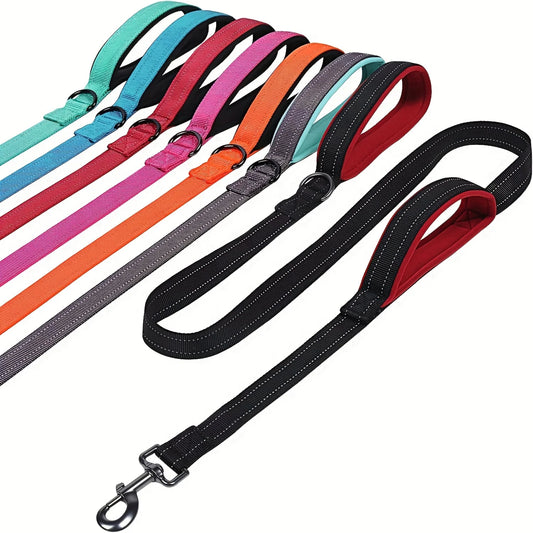 Double handle reflective dog leash heavy duty for large dogs
