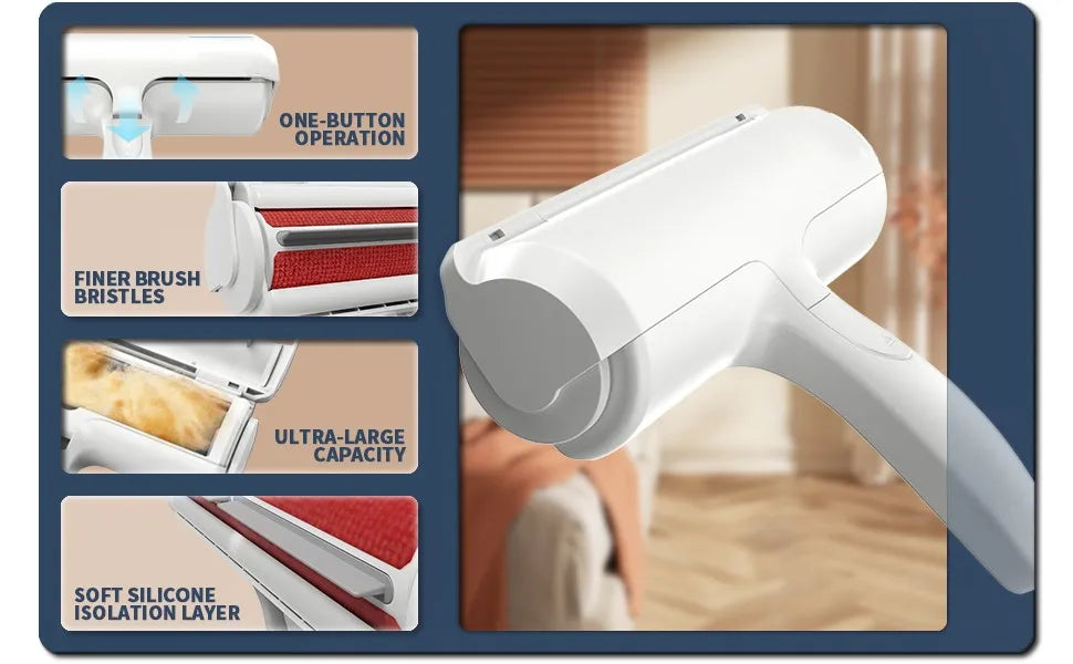 Pet Hair Remover Roller - Self-Cleaning Base