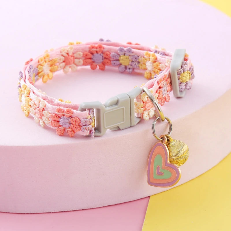Cat Collar with Bell - Cartoon Footprint Adjustable Safety Collar
