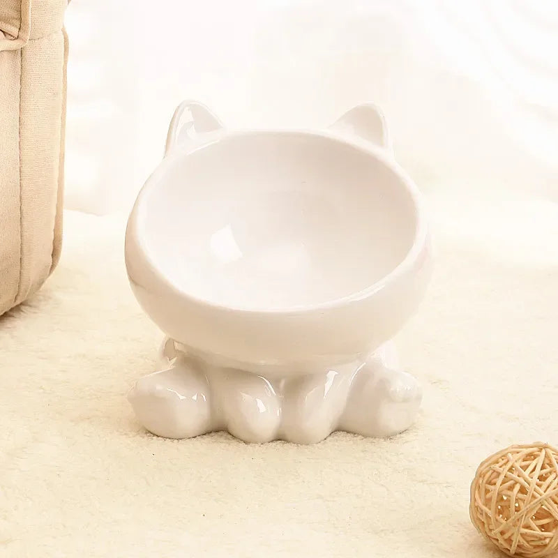Ceramic Pet Bowl - Elevated Tilted Feeder