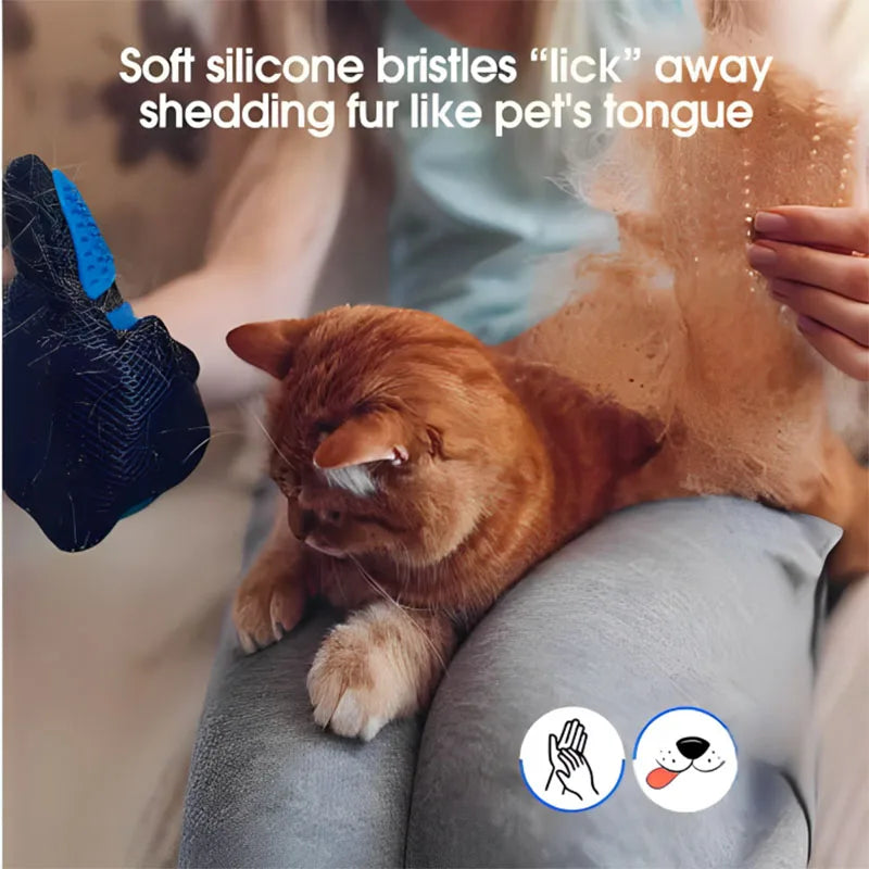 Pet Grooming Glove - Deshedding & Massage Brush for Dogs & Cats