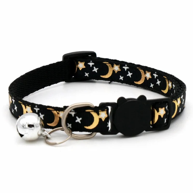 Cat Collar with Bell - Cartoon Footprint Adjustable Safety Collar