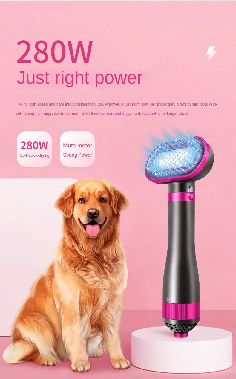 Pet Grooming Dryer Brush - 2-in-1 Quiet Tool