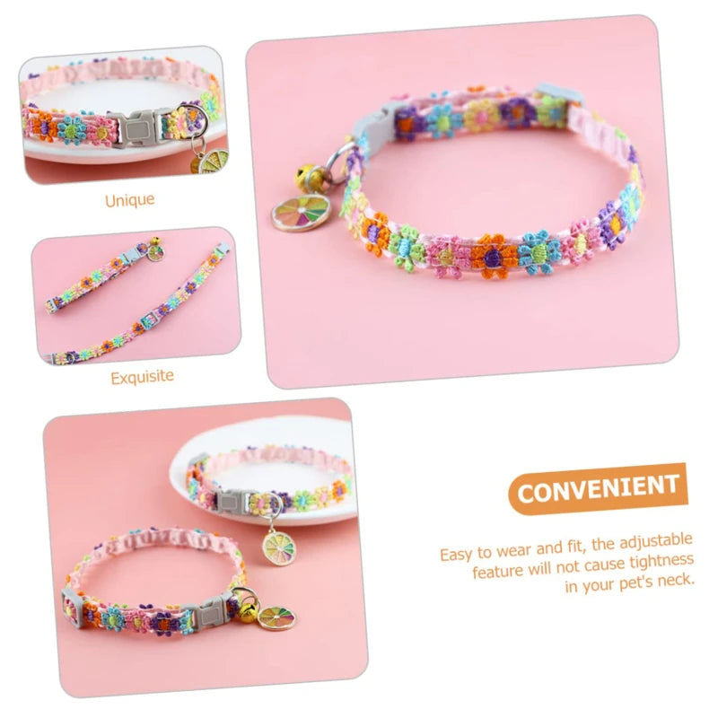 Cat Collar with Bell - Cartoon Footprint Adjustable Safety Collar