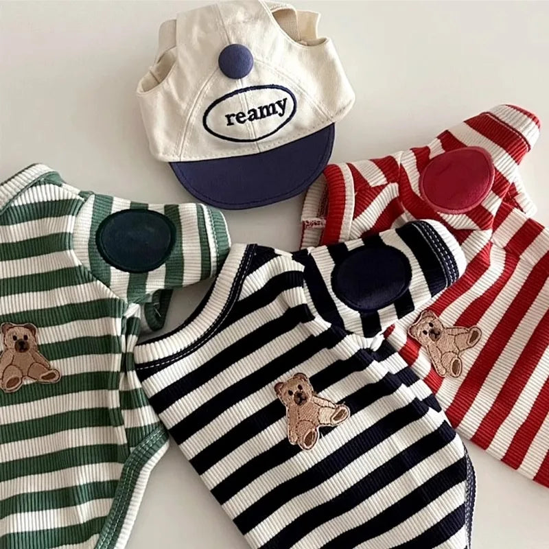 Black Striped Dog T-Shirt - Soft Summer Pullover for Small Dogs