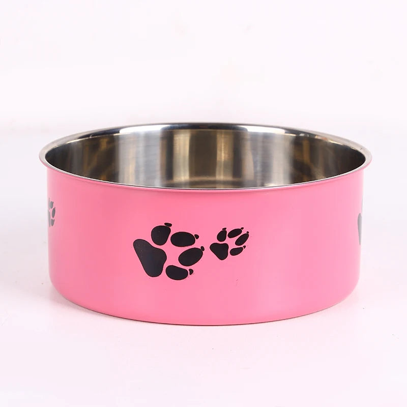 Stainless Steel Pet Bowl with Cartoon Pattern