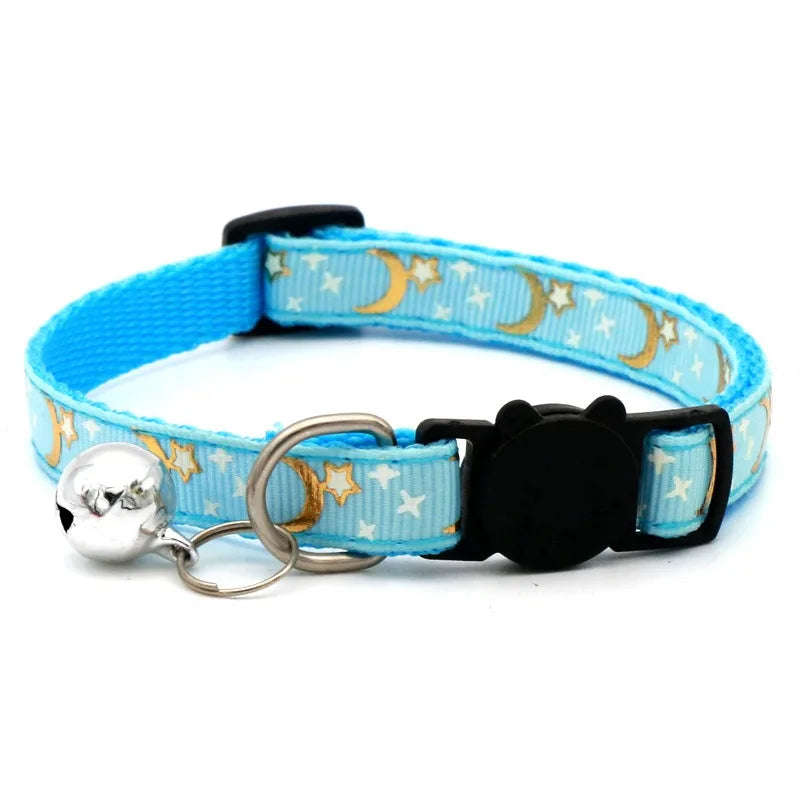 Cat Collar with Bell - Cartoon Footprint Adjustable Safety Collar