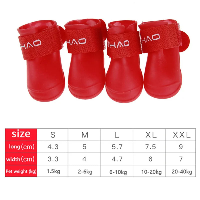 Waterproof Pet Rain Boots - 4-Pack Protective Paw Shoes